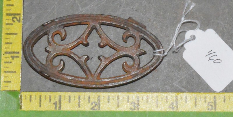 Vintage Cast Iron Trivet Diamond Oval Sample inv 460