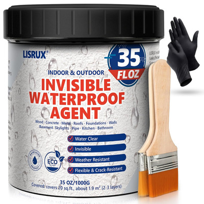 Waterproof Sealant 35 Oz, Clear, Transparent Waterproof Coating, Water-Based Inv