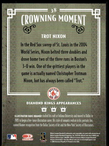 2005 Donruss Diamond Kings #38 Trot Nixon - Picture 2 of 2