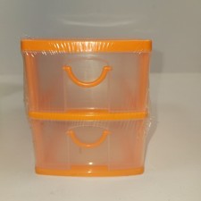 Orange Desktop Mini Organizer 2 Tier Plastic Drawer Storage 2981B53