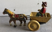 1950s Marx Farmer, Horse Cart Tin Windup Toy