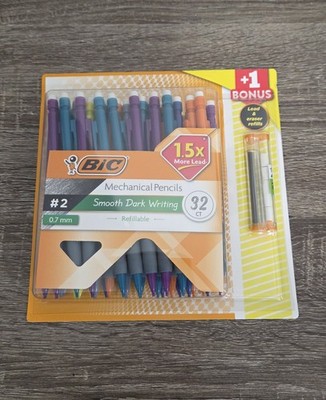 BIC Matic Grip Mechanical Pencil 32 Ct 0.7mm #2 Assorted Colors w/ Lead & Eraser