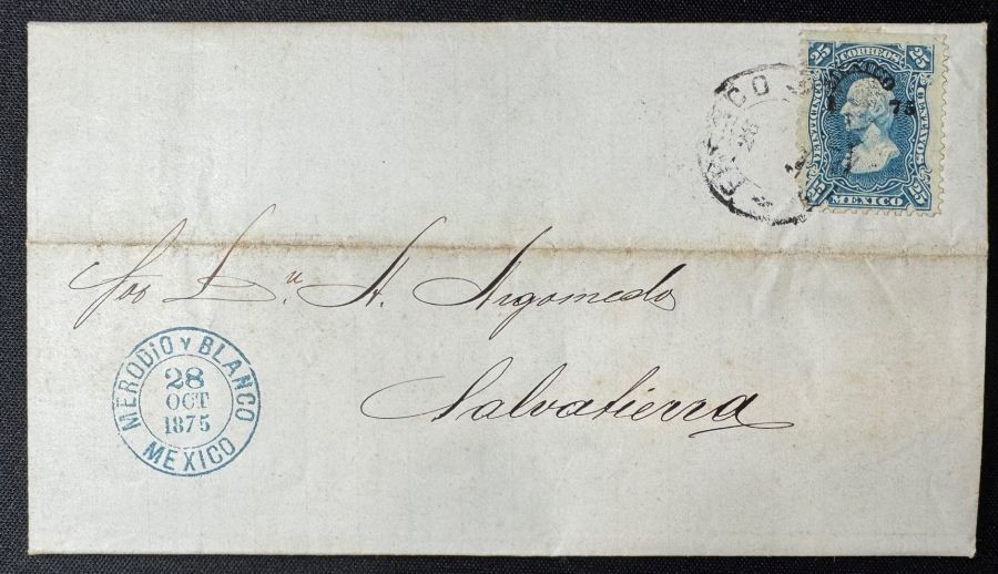 1875 MEXICO cover to Salvatierra 25¢ 1-75