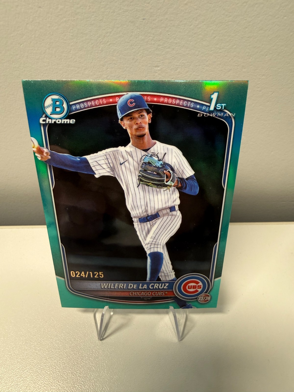 Wilfri De La Cruz 2025 Bowman Chrome 1st Aqua Refractor /125 #BCP-209 Cubs