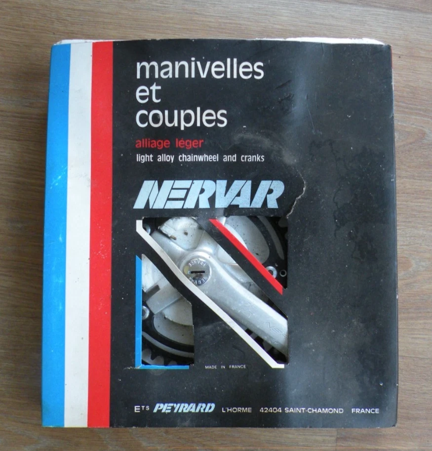 Pédalier NERVAR 50/42 alu 14x1.25 France Vélo Vintage 9/16 170mm