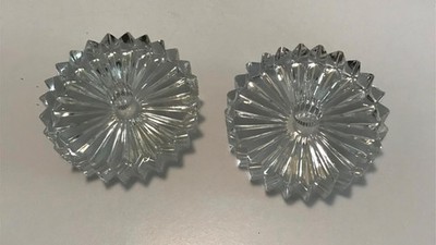 Pair Riedel Clear Crystal Fluted Ribbed Starburst Candlesticks Holders 1.5''x 4''
