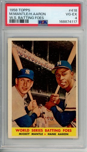 1958 Topps MANTLE/AARON FOES #418 PSA Grade 4 VG-EX Cond "Just Graded INVEST"