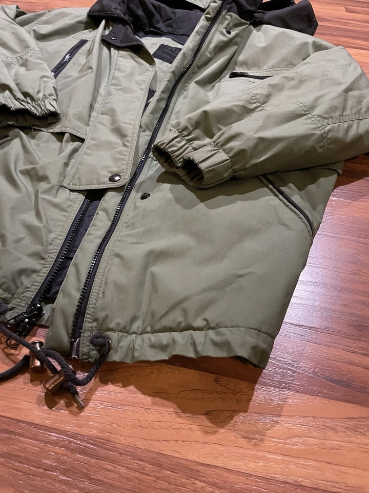 Abrigo de invierno acolchado chaqueta de esquí verde niebla London vintage - irregular - talla M Foto 3 de 4