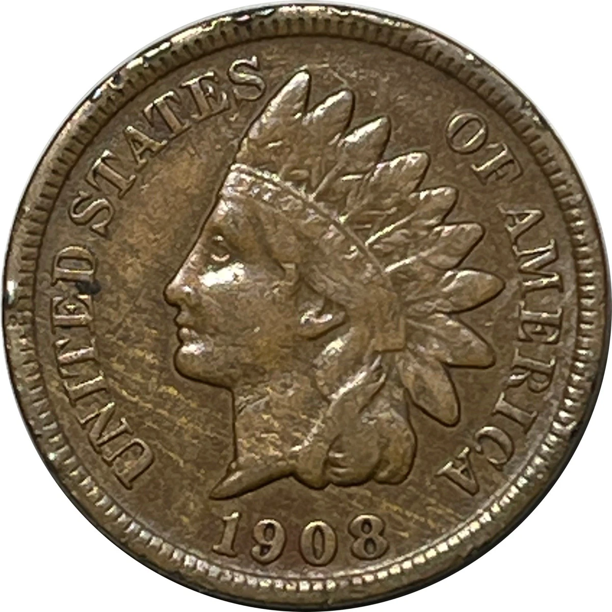San Francisco 1908 Year Indian Head Small Cents (1859-1909) for