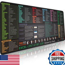 Pixiecube Excel Shortcut Keys Mouse Pad - Extended Large Xl Cheat Sheet Gaming