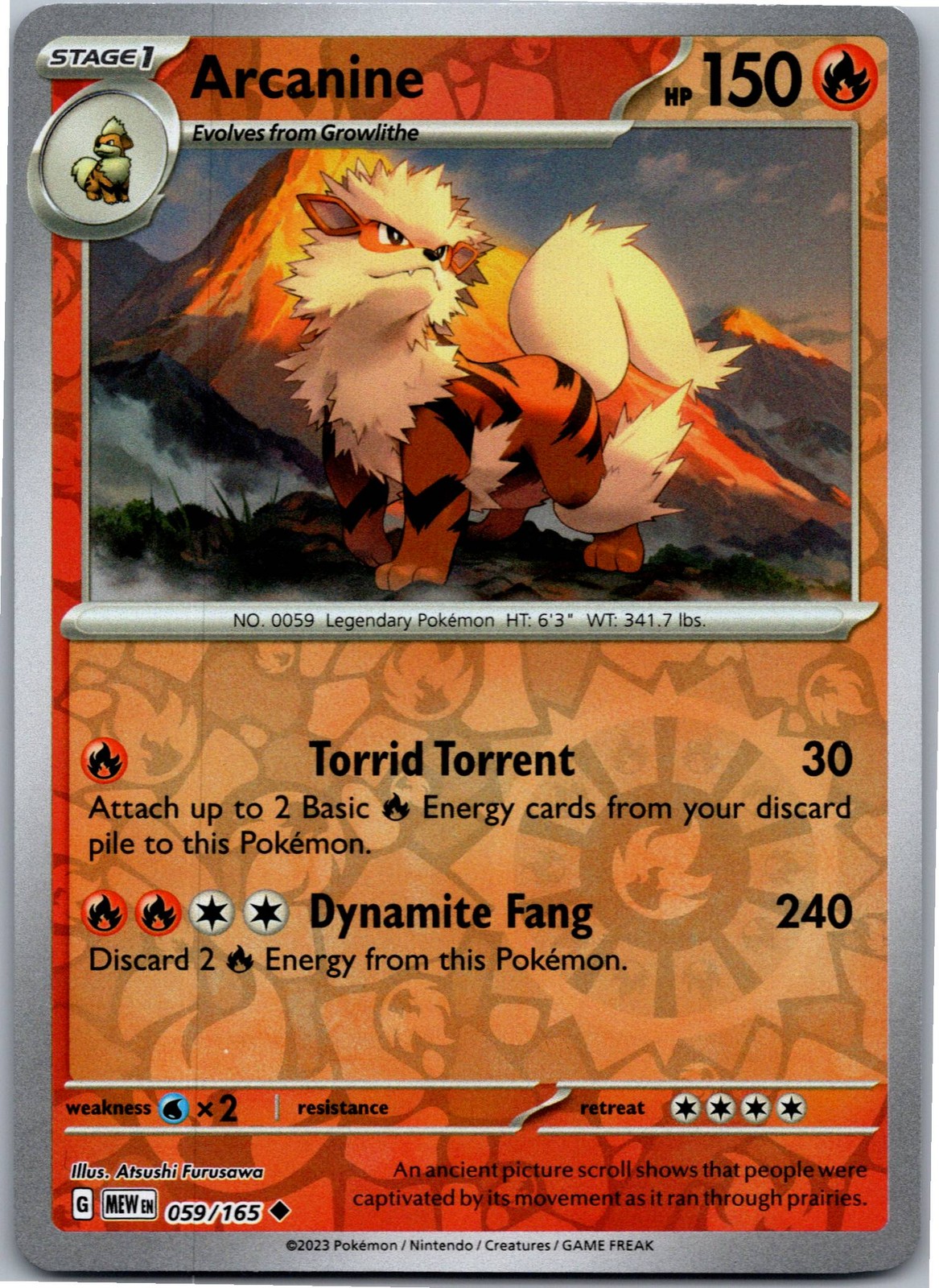 Arcanine - SV: Scarlet & Violet 151 059/165 - Uncommon - NM Pokémon TCG