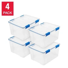 4-pack IRIS 44 Quart WeatherPro-Seal Storage Bin w/ lids - 50 lbs - New FreShip