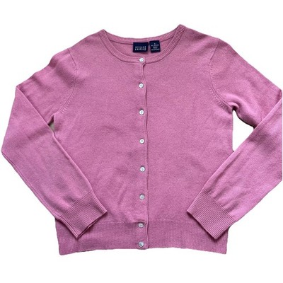 Hilliard & Hanson 100% Cashmere Crew Neck Cardigan Size Small Buttons Spring
