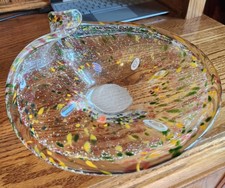 Murano Millefiori  Glitter Art Glass Centerpiece Bowl. 11" wide x 5" tall