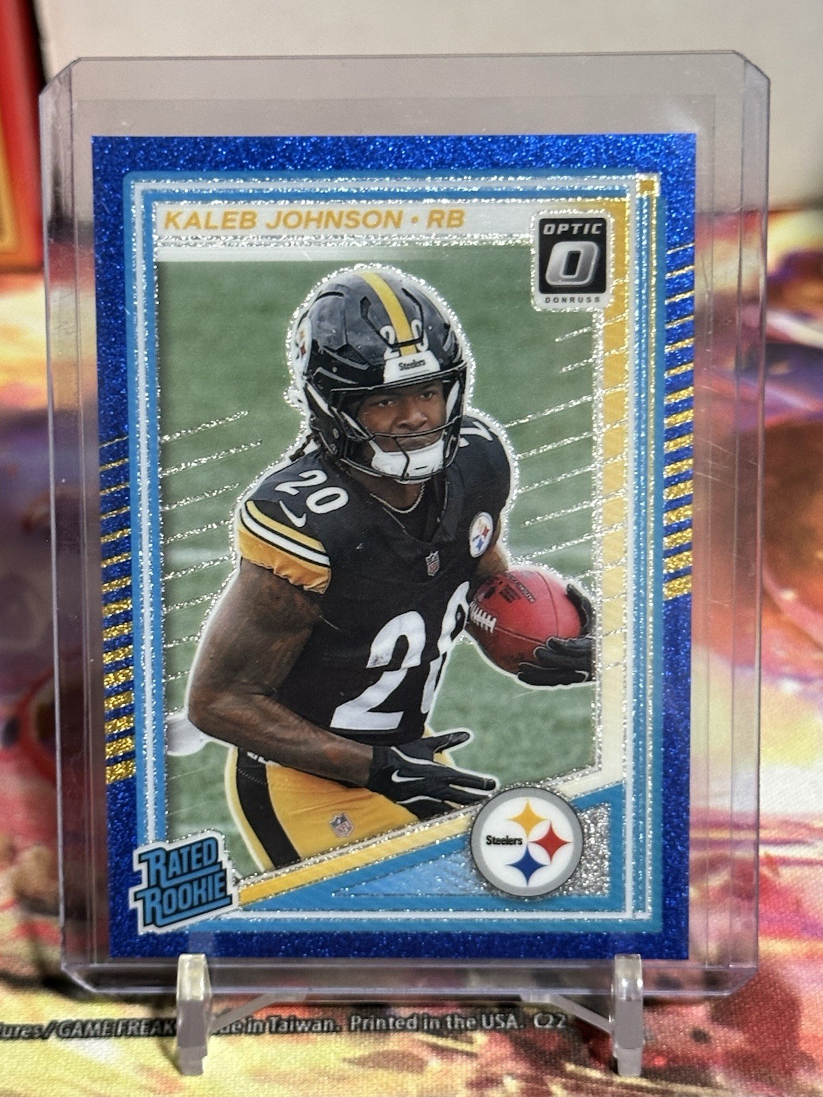 2025 Optic - Kaleb Johnson Rated Rookie Blue Glitter Prizm SSP # 232 RC