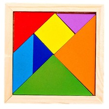 Wooden Blocks Puzzle Brain Teasers Toy Tangram Jigsaw Intelligence Colorful 3D