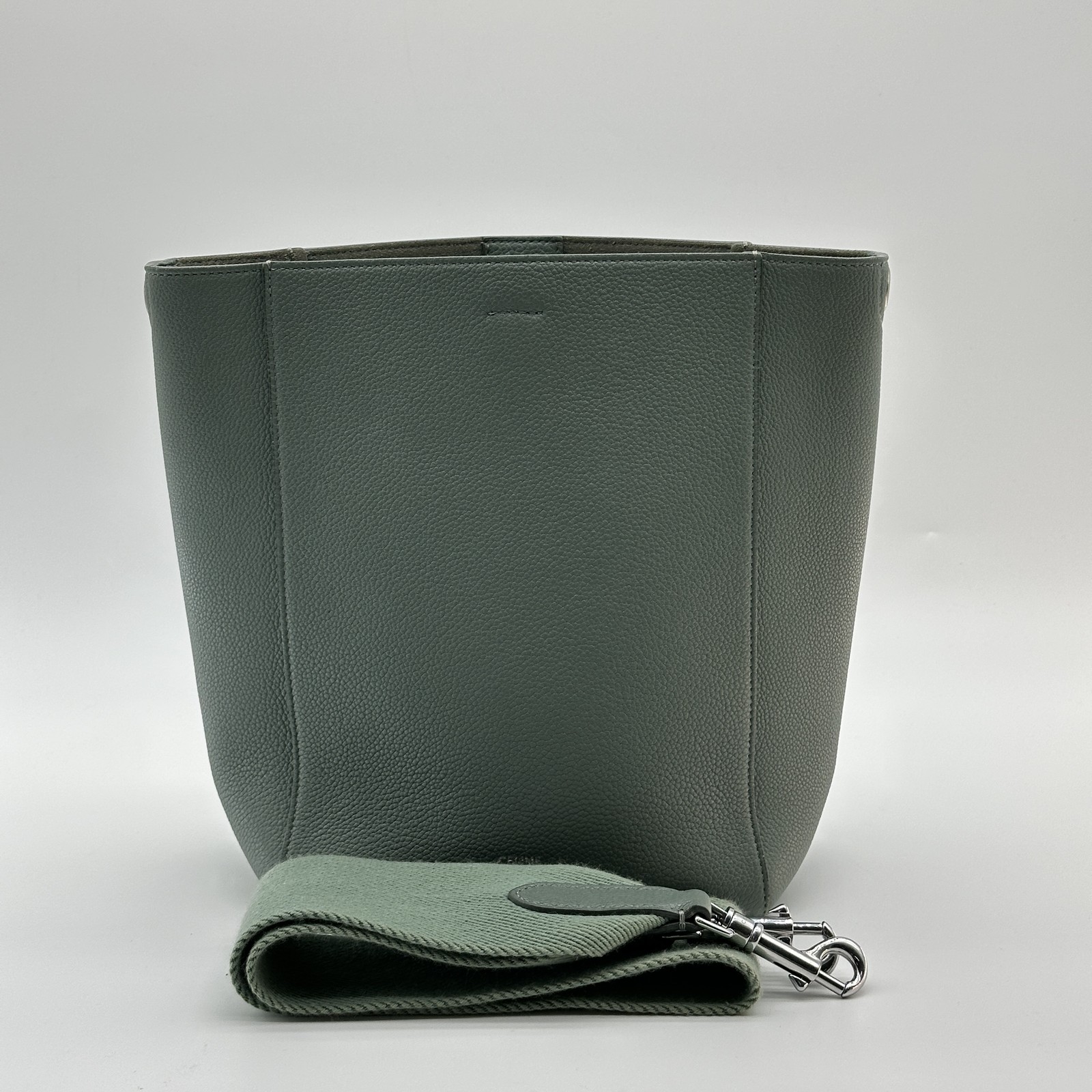 Celine Sangle Leather Green Bucket Shoulder Bag