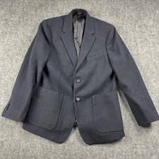 Banana Republic Blazer Mens 42R Navy Blue Excellent Wool Blend Plaid Sport Coat