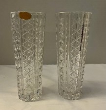 Pair Of West German 24% LED Oxide Christal Vases Mid Century