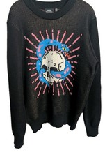 WeSC Graphic Skull Snake Sweater Black Crewneck Knit Pullover Mens Streetwear...