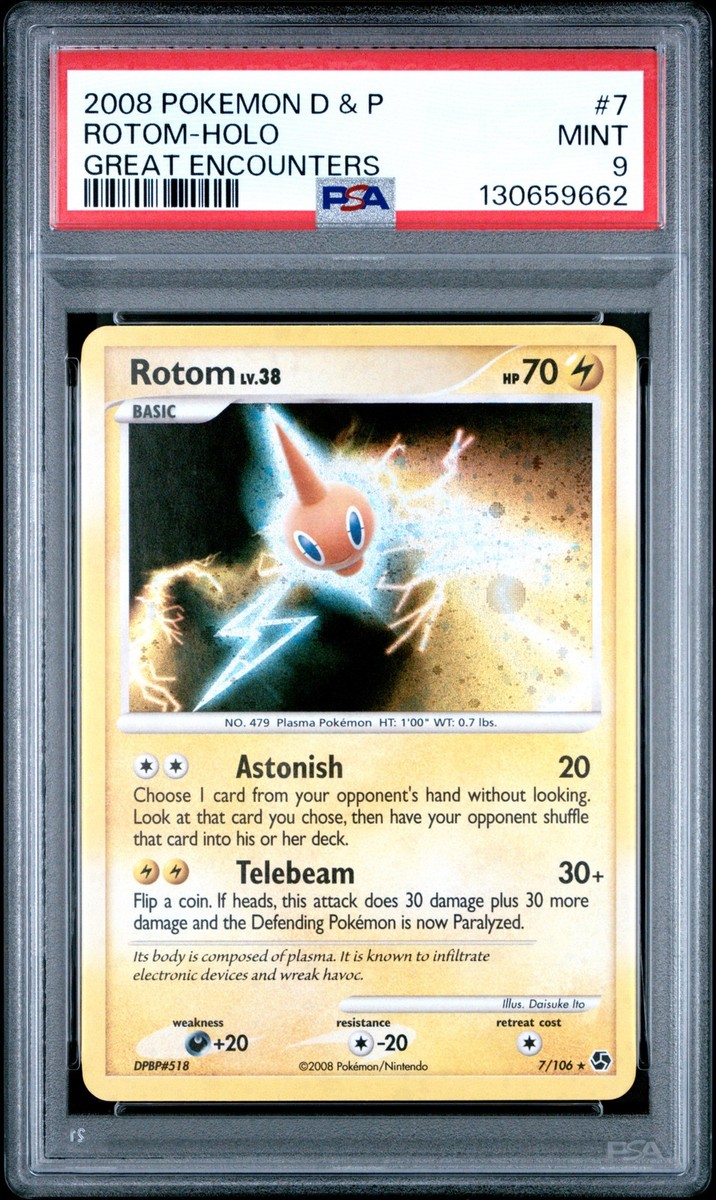 2008 POKEMON DIAMOND & PEARL GREAT ENCOUNTERS #7 ROTOM-HOLO PSA 9