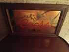 Vintage Coors Mirrored Beer Sign in Wood Frame