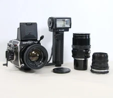 Zenza Bronica EC-TL 6x6 Medium Format Camera Bundle With Lenses + Flash - TESTED