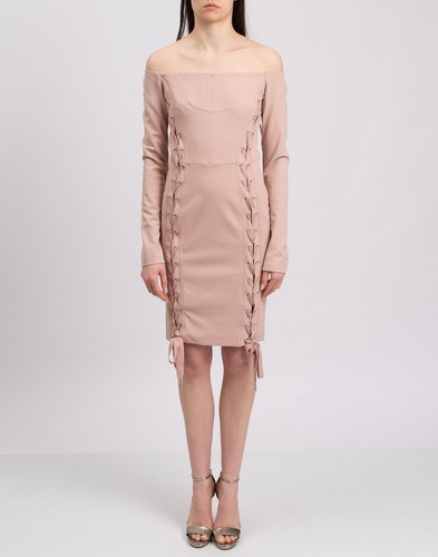 RRP€345 PINKO Bodycon Dress IT42 US6 UK10 M Pink Lace Up Made in Italy - Imagen 3 de 8