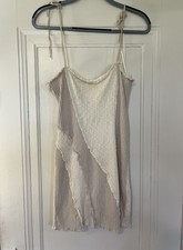 Urban Outfitters Dress Womens L Beige Tan Mini Bodycon Knit Ruffles