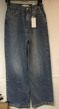 Mango Women's Wide Leg High Waist Jeans Denim Light Blue Stonewash NWT