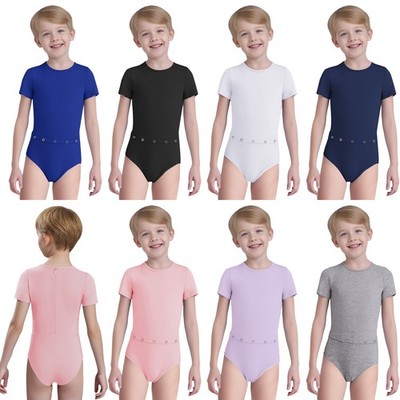 Kids Boys Girls Romper Easy Bodysuit Dressing Leotard Round Neck Clothing Soft