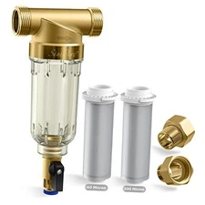  40/200 Micron Spin Down Sediment Filter, Reusable Whole House DC5P-40/200