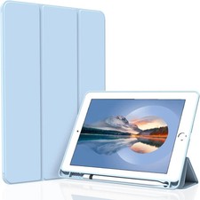 Light Blue Trifold Stand Case for iPad 10.2 2019/2020/2021, Auto Sleep/Wake, Pen