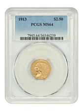 1913 $2.50 PCGS MS64 - Indian $2.5