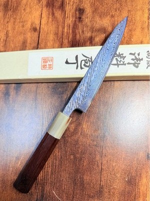 Sukematsu Damascus Japanese Kitchen Petty Knife AUS8 Steel Rosewood 155mm New