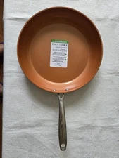 Gotham Steel PRO 12" Heavy Duty Round Copper Gray Silver Fry Pan