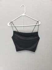 H&M Divided Tank Top Womens XS Black Stretch Cami Crop Spaghetti Strap Polyester