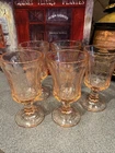 Vintage Depression Glass Pink Madrid Recollection Water Goblets Set of 5