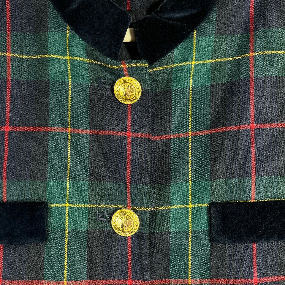 Blazer Falda Traje De Colección JH Coleccionables Para Mujer 10/12 Verde Cuadros Academia Geek Foto 3 de 4