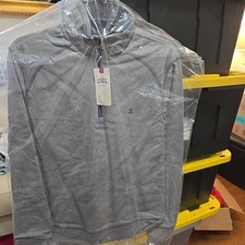 Izod Saltwater 1/4 Zip Pullover Sweater Mens S Gray Relaxed Classic .