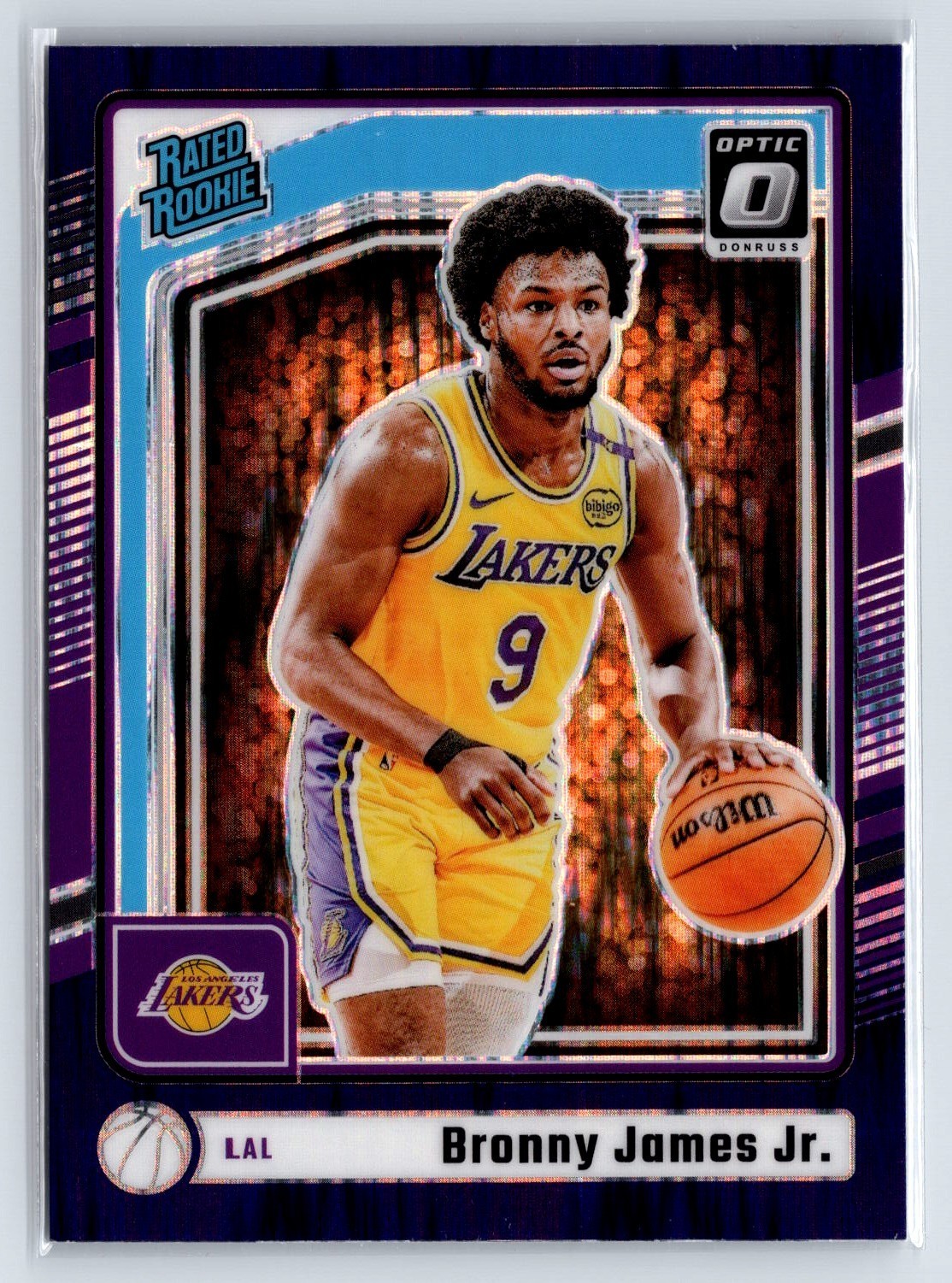 2024-25 Donruss Optic Bronny James Jr. Rated Rookie Purple Shock RC #282 LAKERS