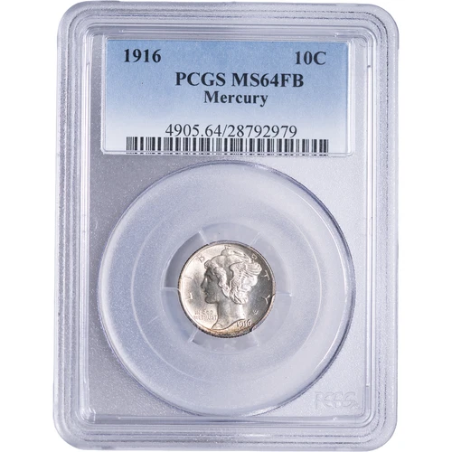 1916 10c Mercury Dime ~ PCGS MS64FB Full Bands