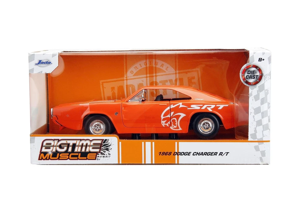 Jada 1:24 Big Time Muscle 1968 Dodge Charger Orange Voiture En Métal - 34197 - Photo 1/1