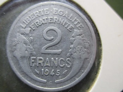 monnaie 2 francs 1945 C - type République Morlon - aluminium - Photo 1/4