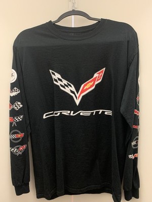 Official GM Licensed Corvette Generations Long Sleeve Black Shirt Medium