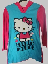Hello Kitty Fleece Hooded Nightgown Pajamas Sleep Shirt Girls Size 10