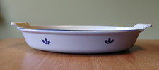 Dru Holland Cast Iron Enamel Blue Oval Tulip Au Gratin Casserole Baking Dish 
