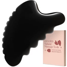 tophld Gua Sha Facial Tools, Natural Bian Stone Gua Sha Jade Massage Tool, Bo...