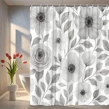 Chic Black and White Floral Shower Curtain for Modern Bathrooms