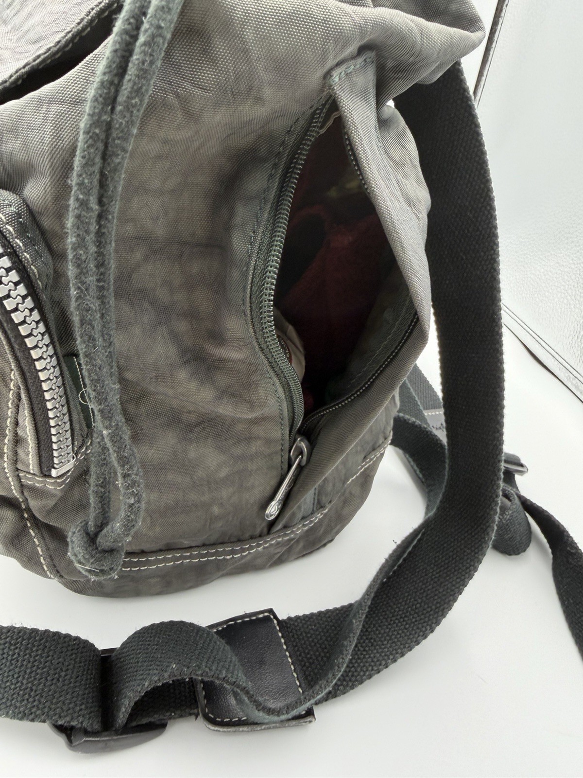 Gray Kipling Backpack Drawstring Hook And Loop Ad… - image 10